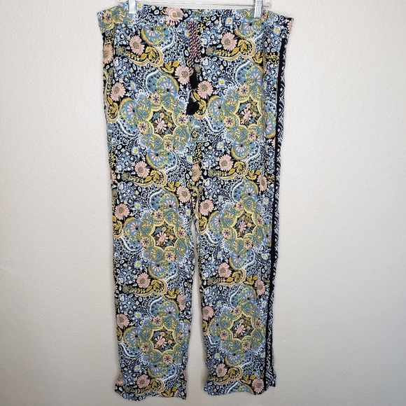 Loft Floral Print Easy Pants Large - Picture 2 of 10